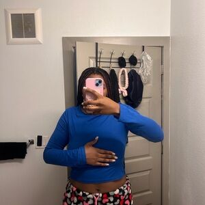 Long-Sleeve Royal Blue Women's Crewneck Top